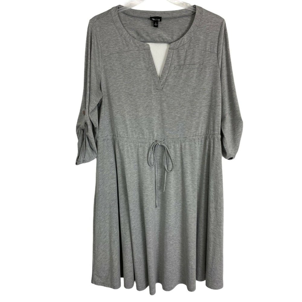 Torrid Womens Dress Size 1=XL Gray Ties at Waist Knee Length Knit Dress